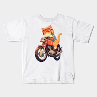 Cool cat riding motorbike Kids T-Shirt